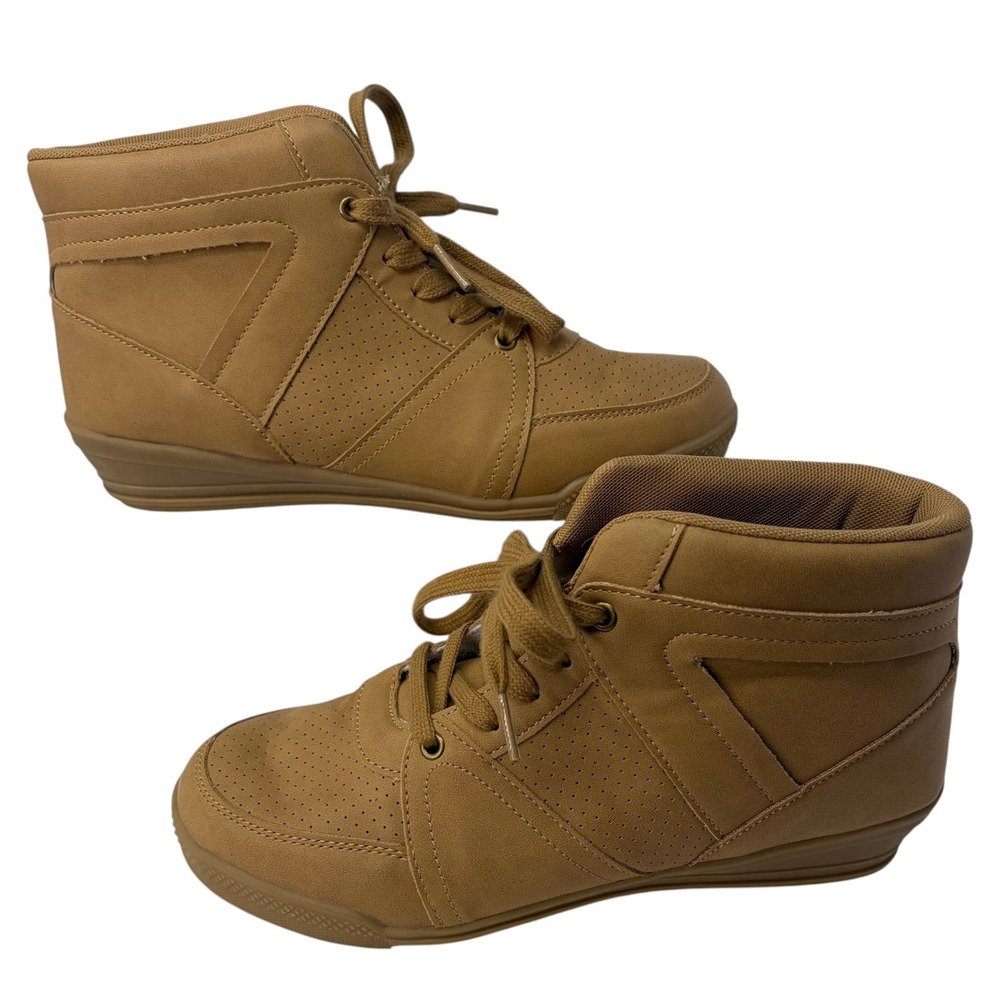 Comfortview CV Sport Honey Sneakers Womens 9W Wide Tan High Top Wedge Shoes